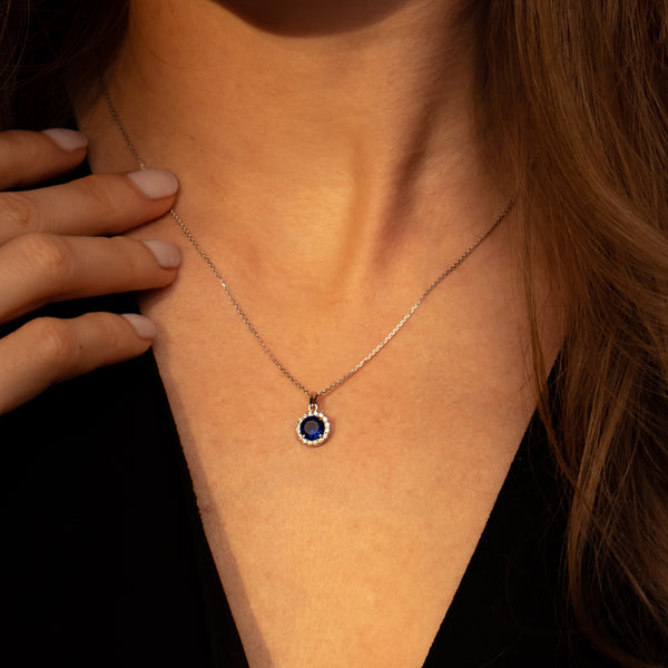 Hänge "Bleu Merveilleux" 9k vitguld