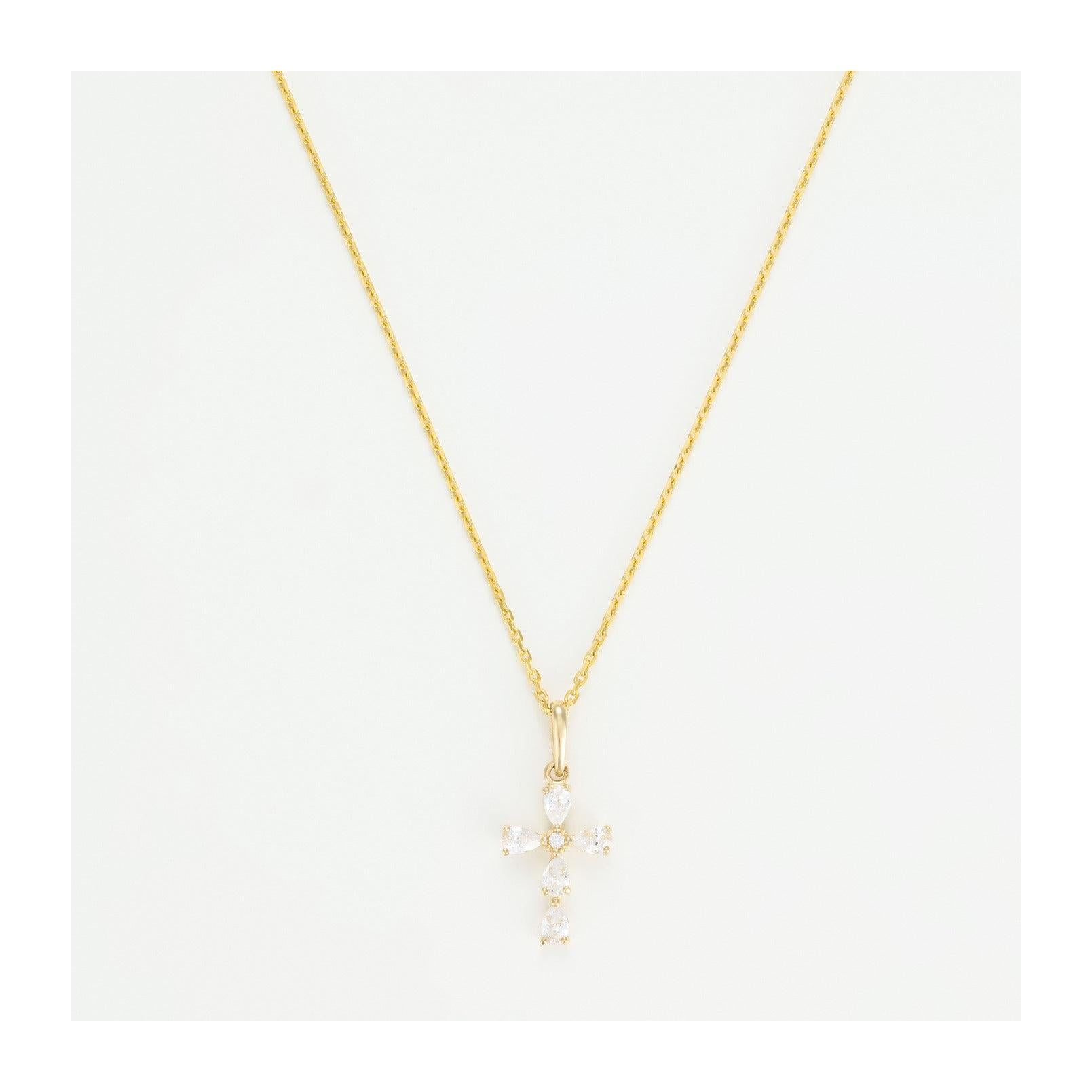 “Light Cross” Pendant 375/1000 Yellow Gold And Zirconium