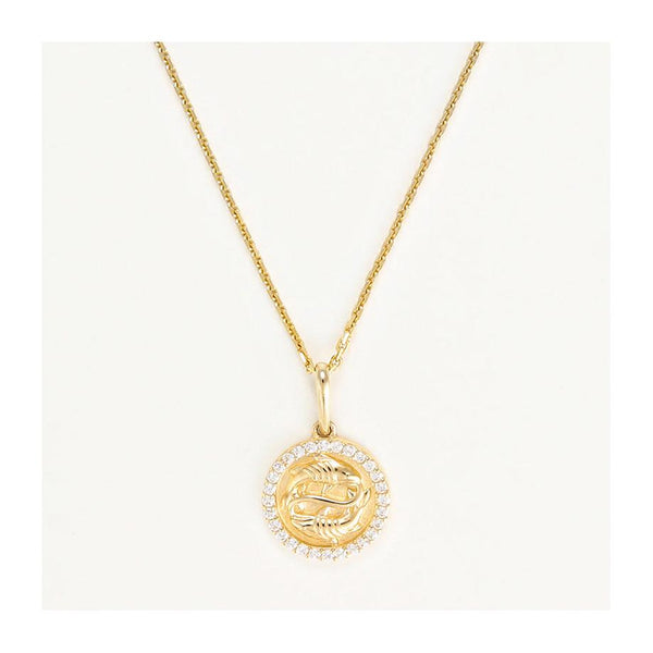 Pendentif Astro Bille "Poissons" Or Jaune 375/1000 Et Zirconium