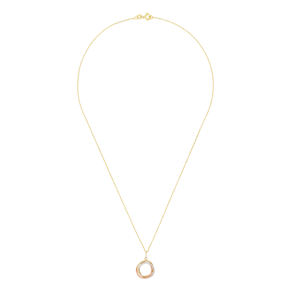 375/1000 Tricolor Gold “Circle Trio” Pendant