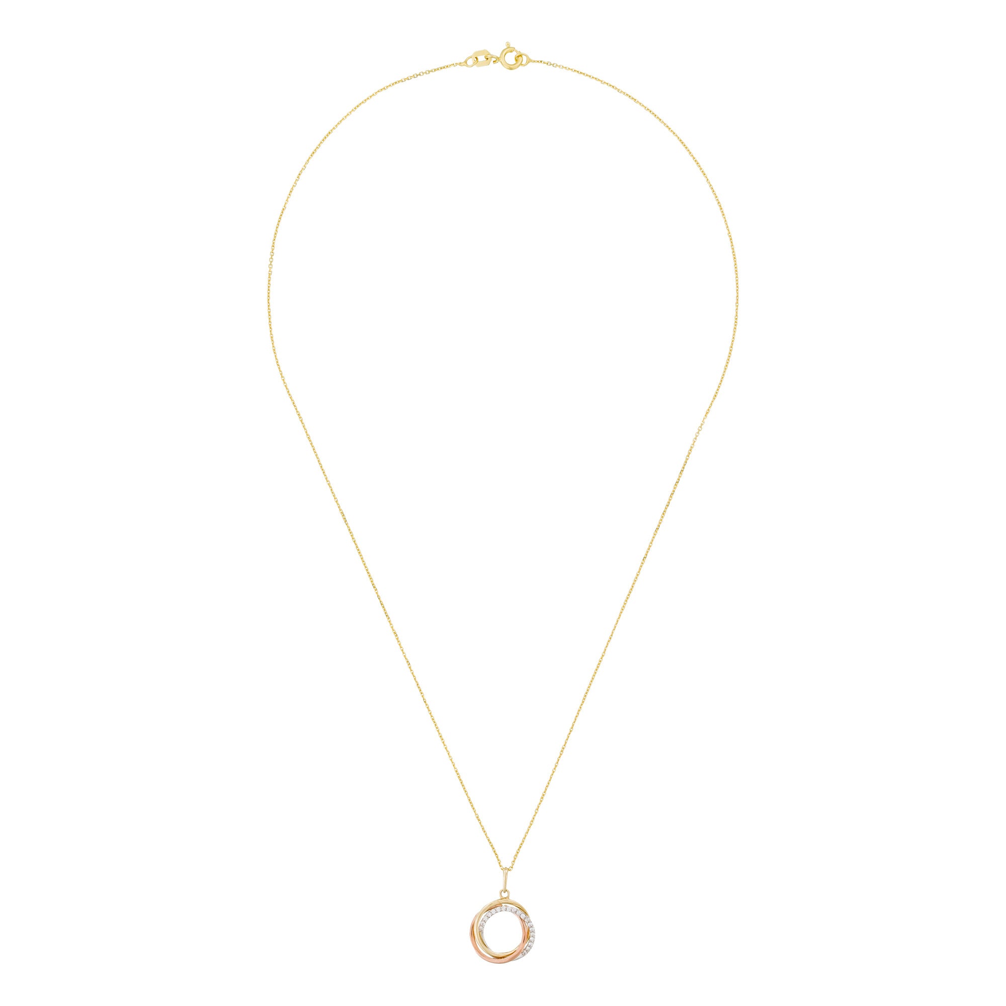 375/1000 Tricolor Gold “Circle Trio” Pendant