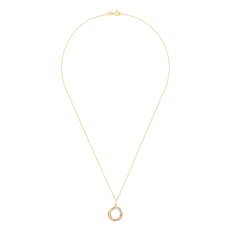 Pendentif "Cercle Trio" Or Tricolore 375/1000