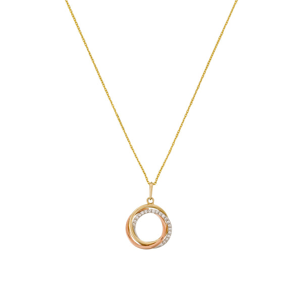 Pendentif "Cercle Trio" Or Tricolore 375/1000