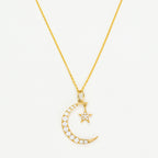 Pendentif "Lune Etoile" - Or Jaune 375/1000 Et Zirconium