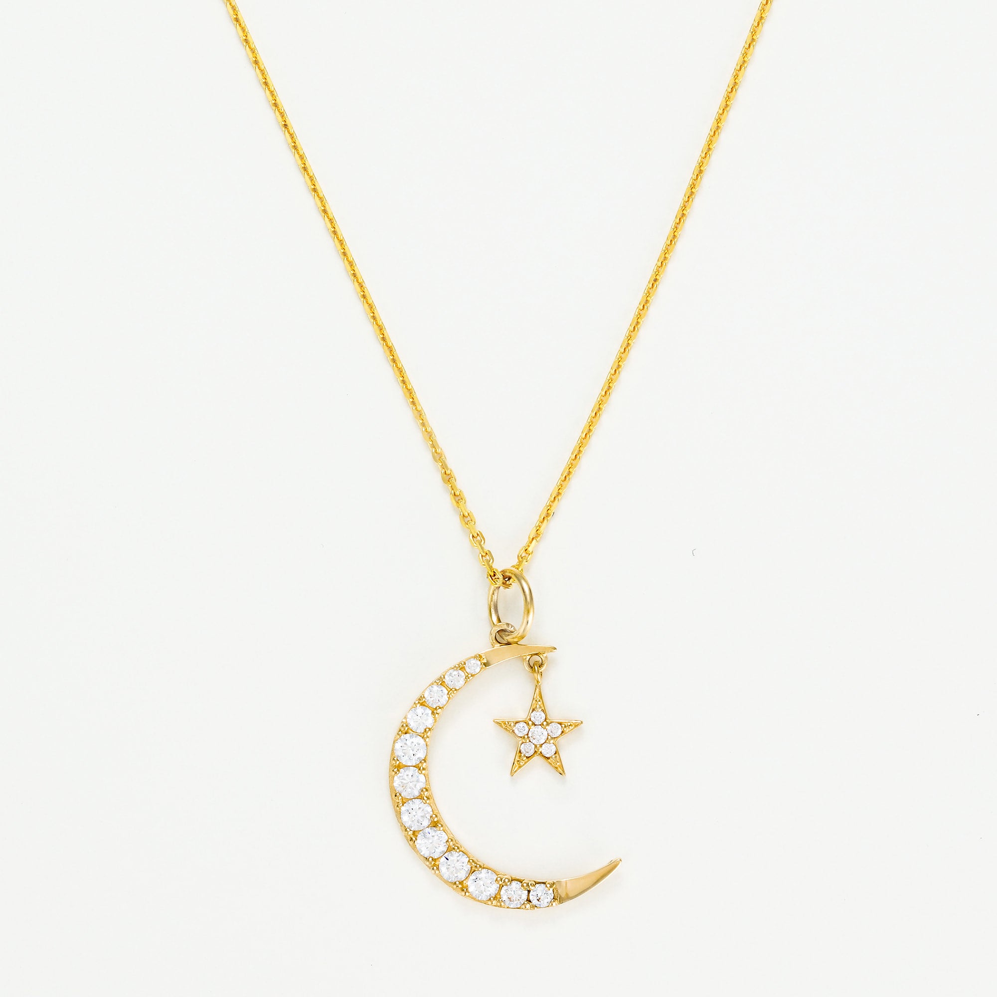 Pendentif "Lune Etoile" - Or Jaune 375/1000 Et Zirconium