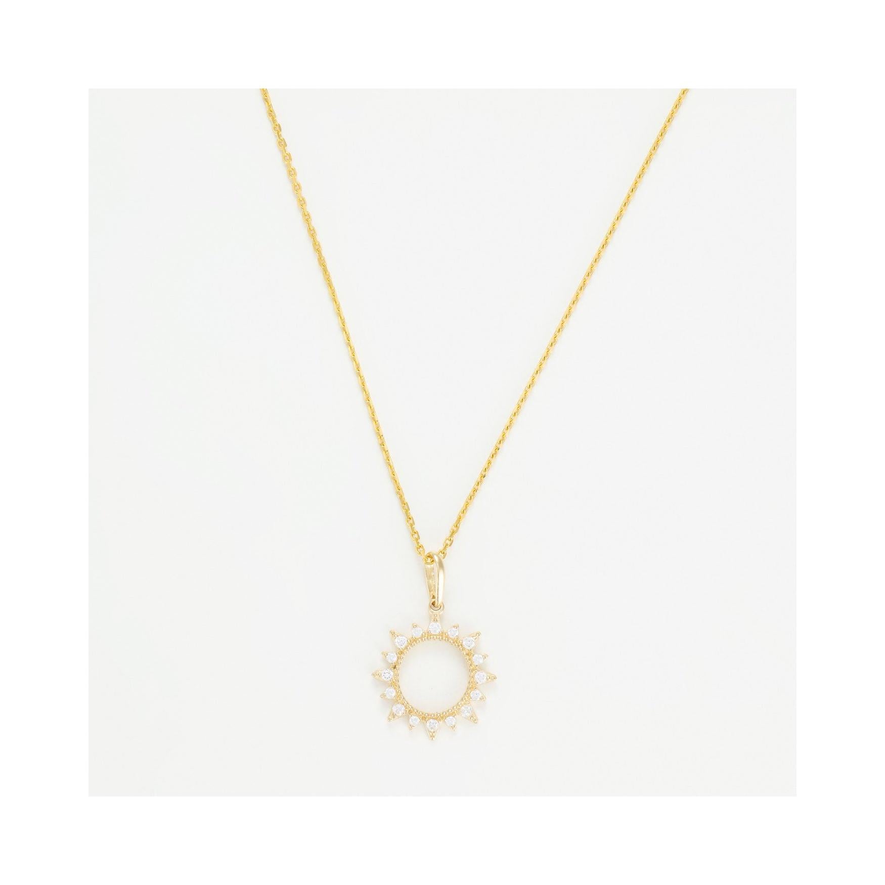 "Your Sun" Pendant in 375/1000 Yellow Gold and Zirconium