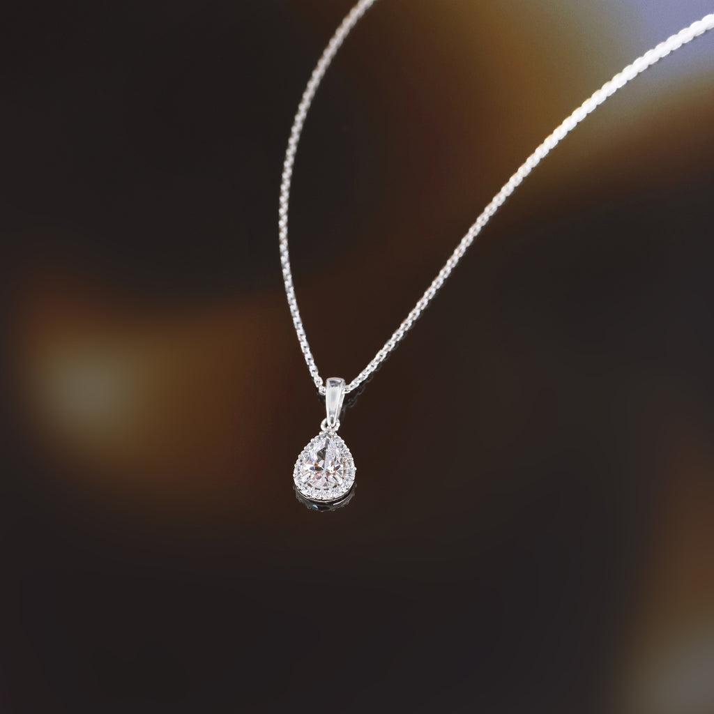 “Brilliant Drop” Pendant 375/1000 White Gold And Zirconium
