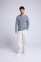 Pull Torsade Col Rond Pierre - Gris Fonce