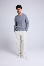 Pull Torsade Col Rond Pierre - Gris Fonce