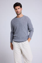 Pull Torsade Col Rond Pierre - Gris Fonce