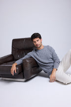 Pull Torsade Col Rond Pierre - Gris Fonce