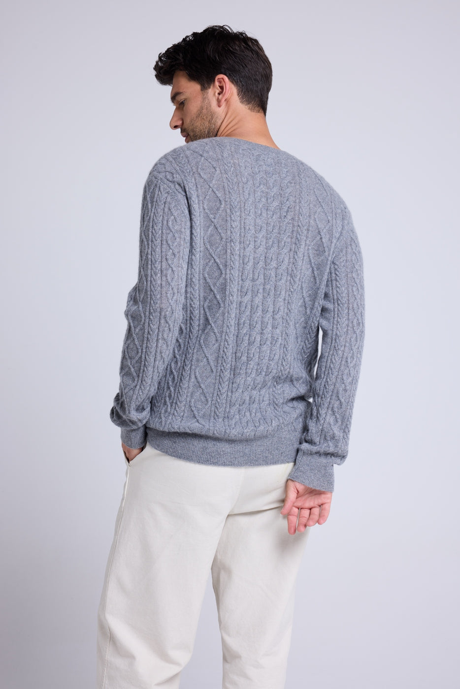 Pull Torsade Col Rond Pierre - Gris Fonce
