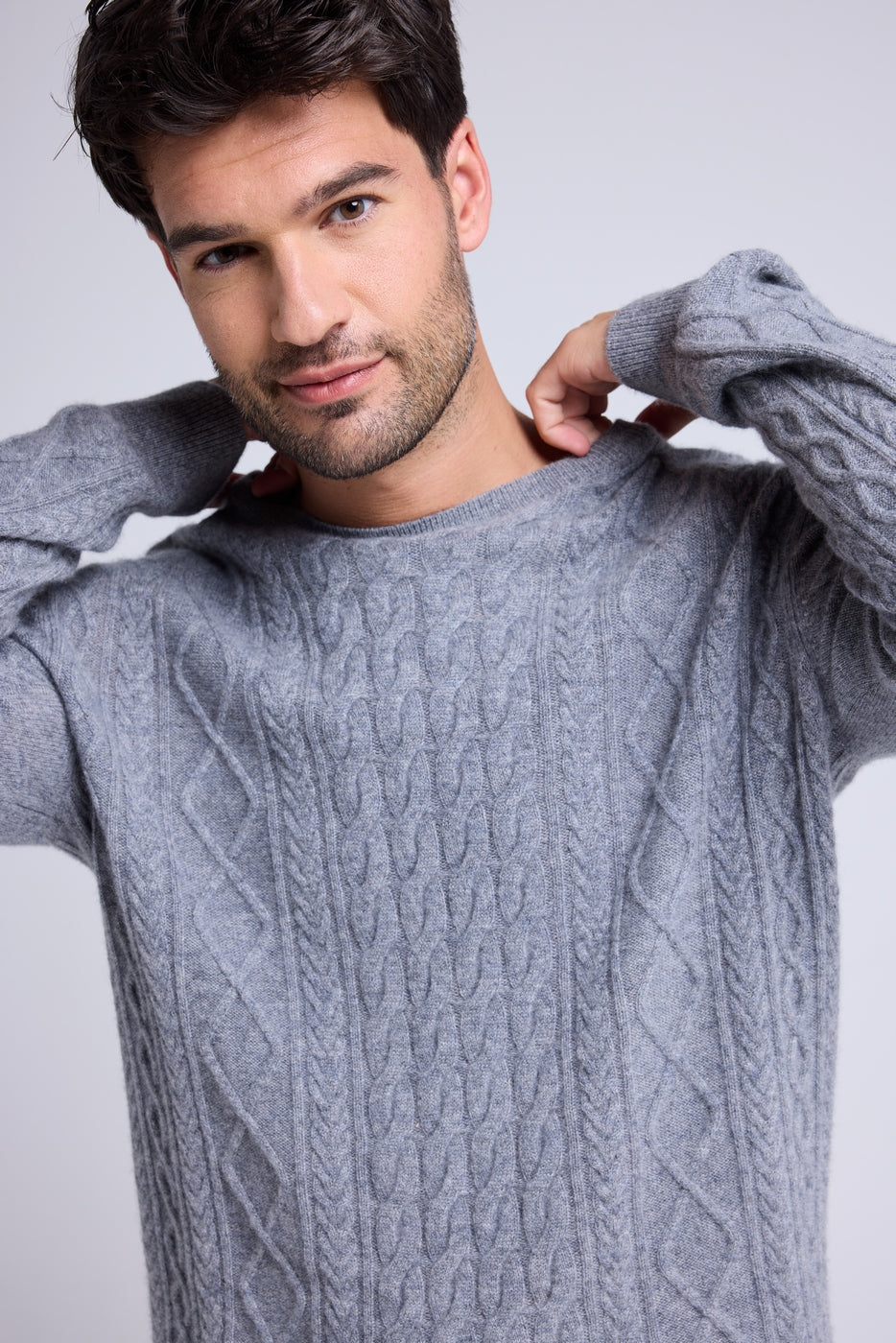 Pull Torsade Col Rond Pierre - Gris Fonce