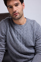 Pull Torsade Col Rond Pierre - Gris Fonce