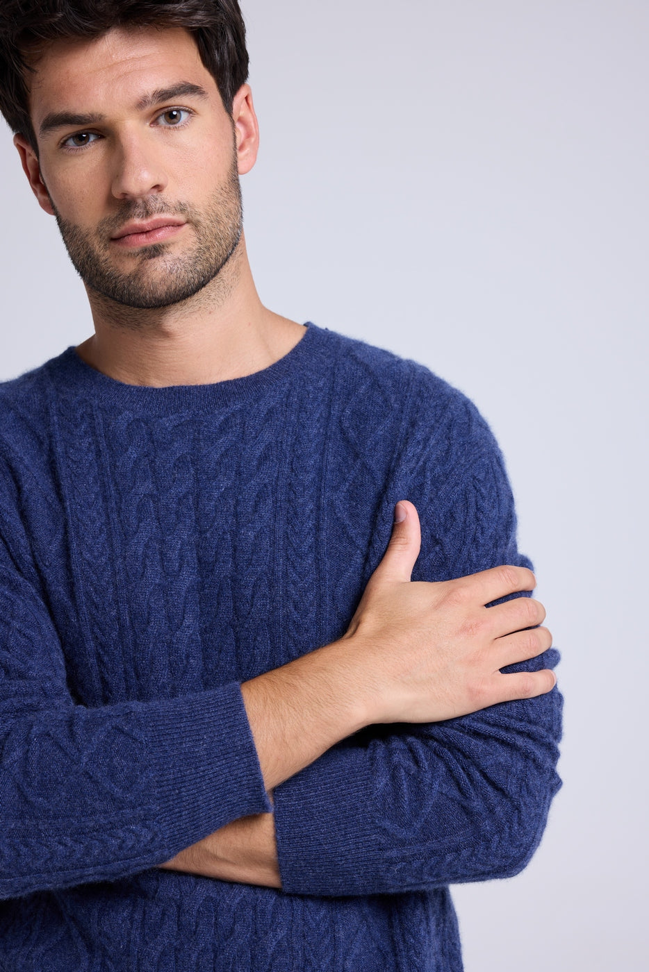 Jersey de Cuello Redondo con Torsadas Pierre - Índigo