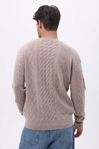 Pull Torsade Col Rond H Pierre - Taupe - Homme