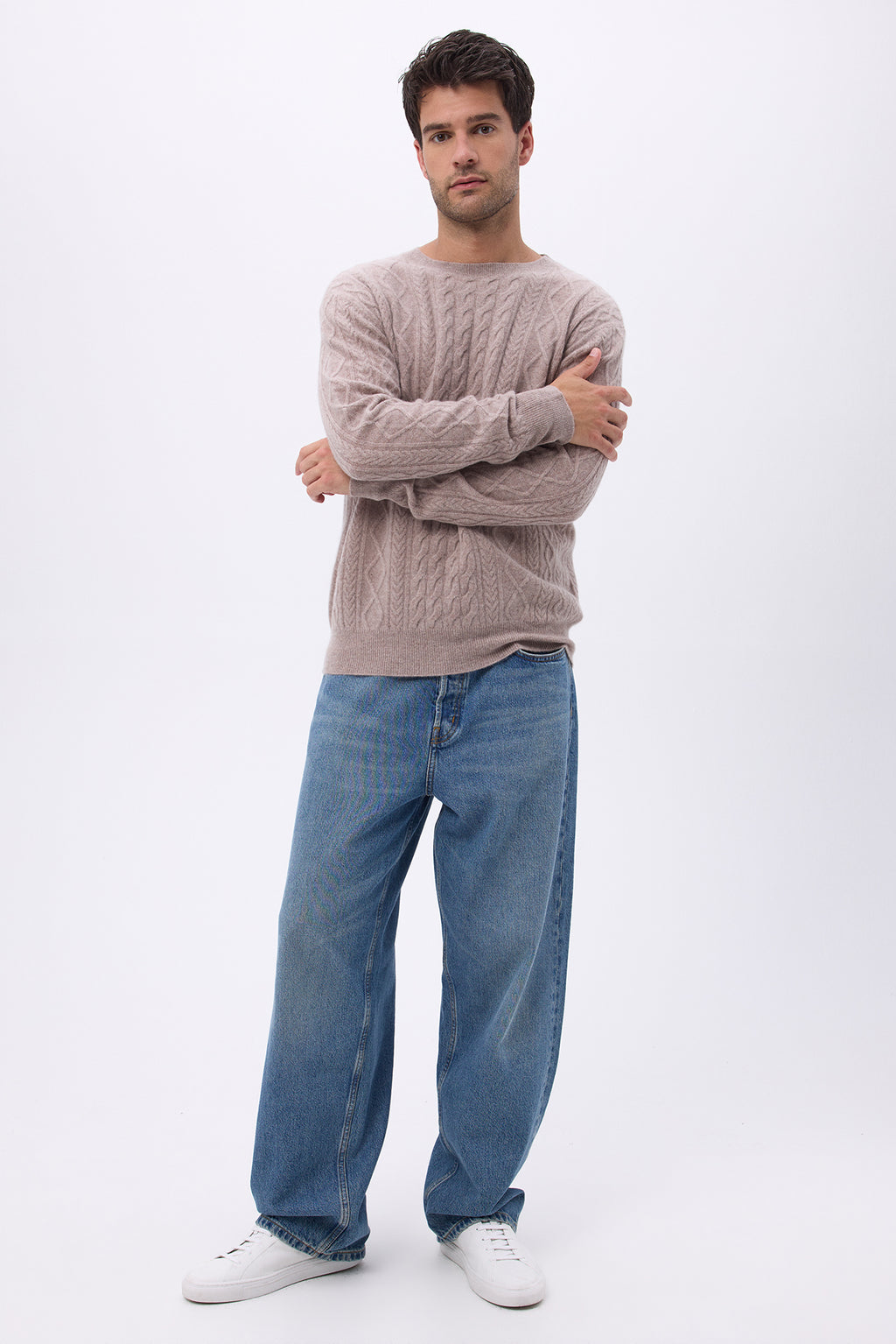 Pull Torsade Col Rond H Pierre - Taupe - Homme