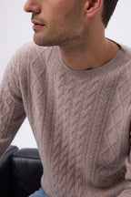 Pull Torsade Col Rond H Pierre - Taupe - Homme