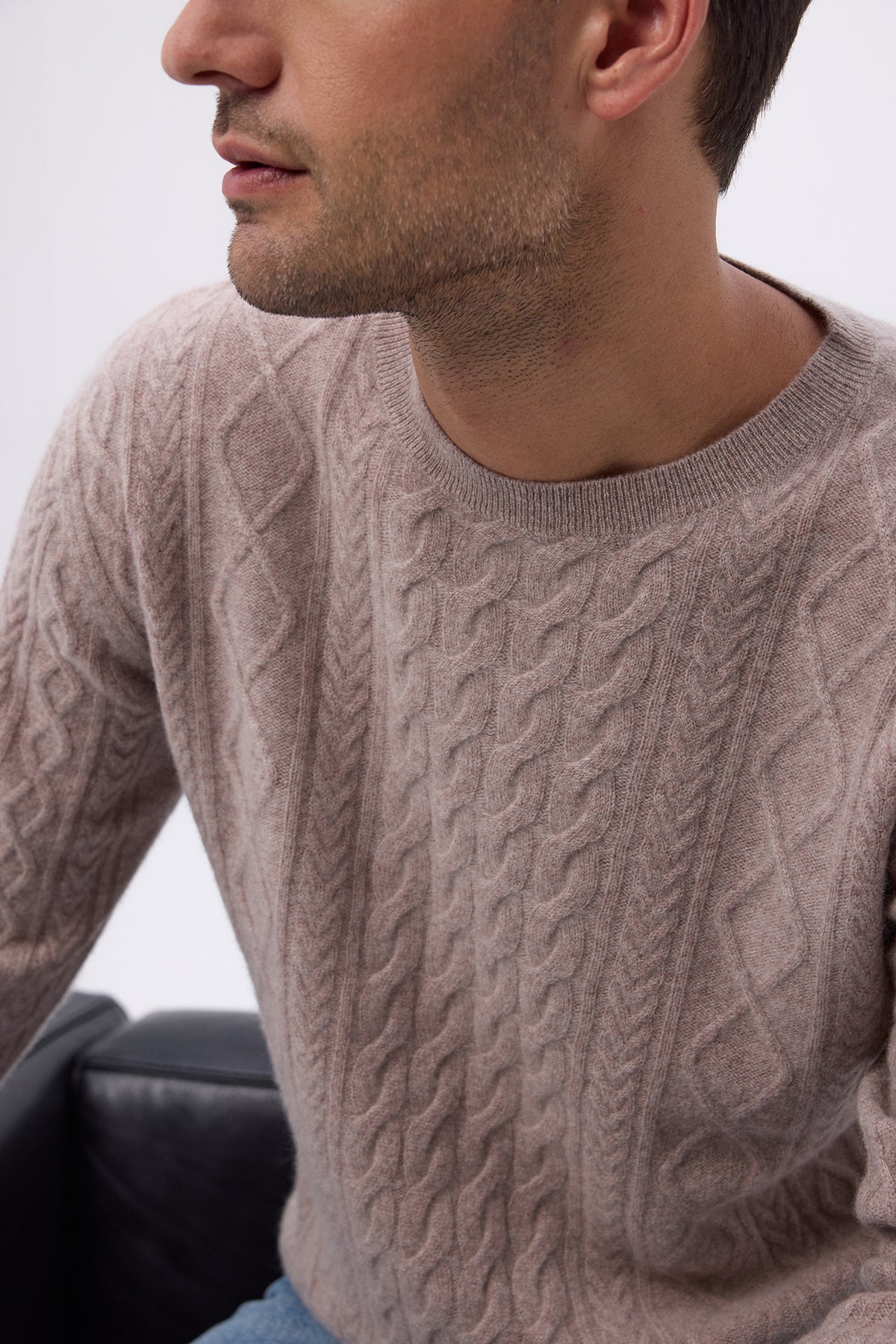 Pull Torsade Col Rond H Pierre - Taupe - Homme