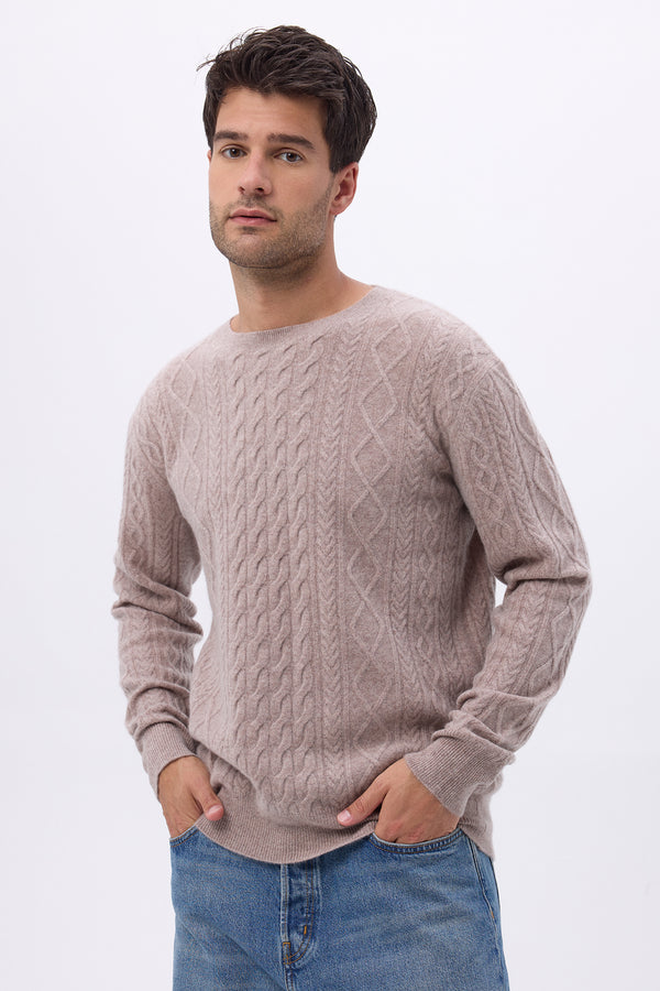 Pull Torsade Col Rond H Pierre - Taupe - Homme