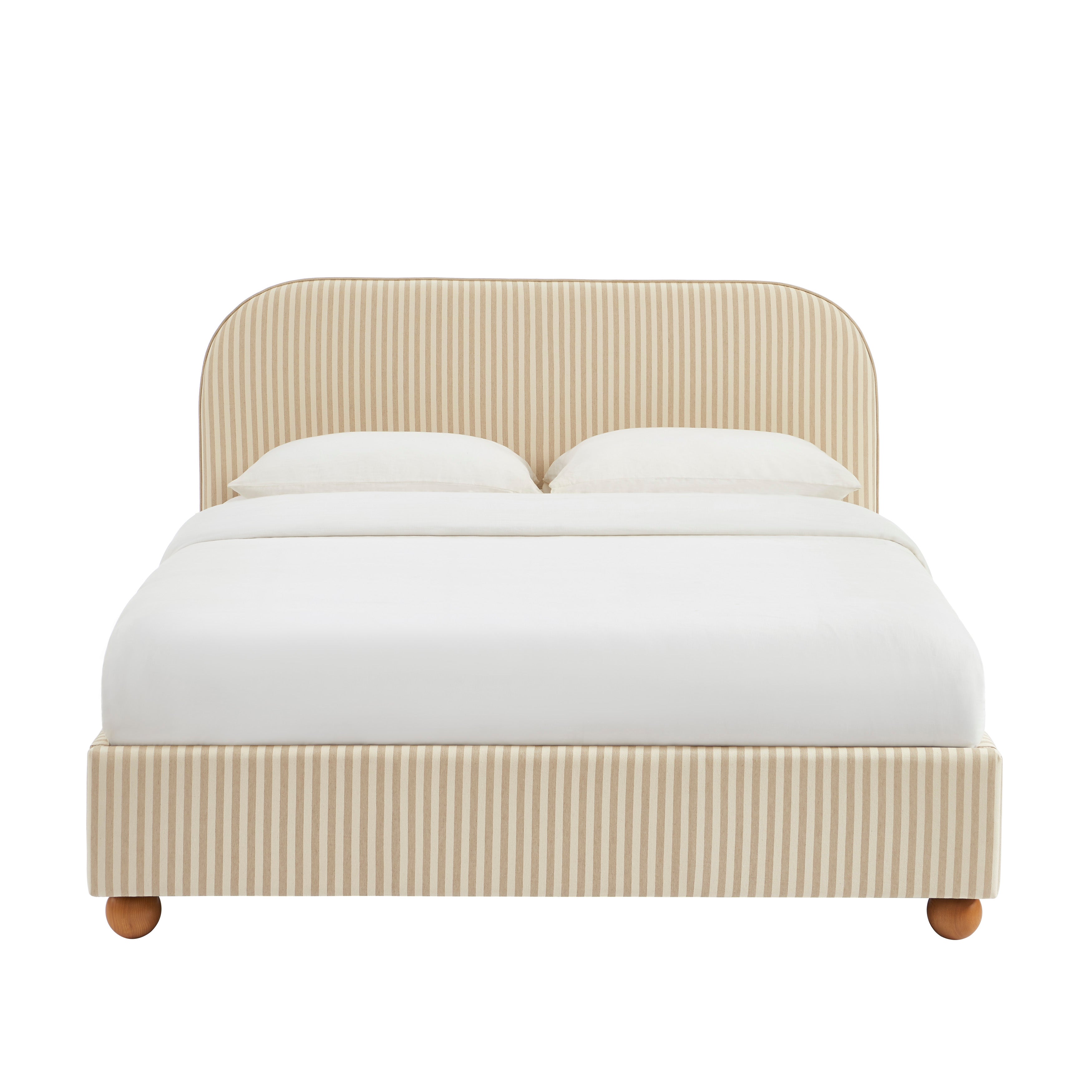 Pilka - Lit - Tissu Rayé - Beige Et Écru