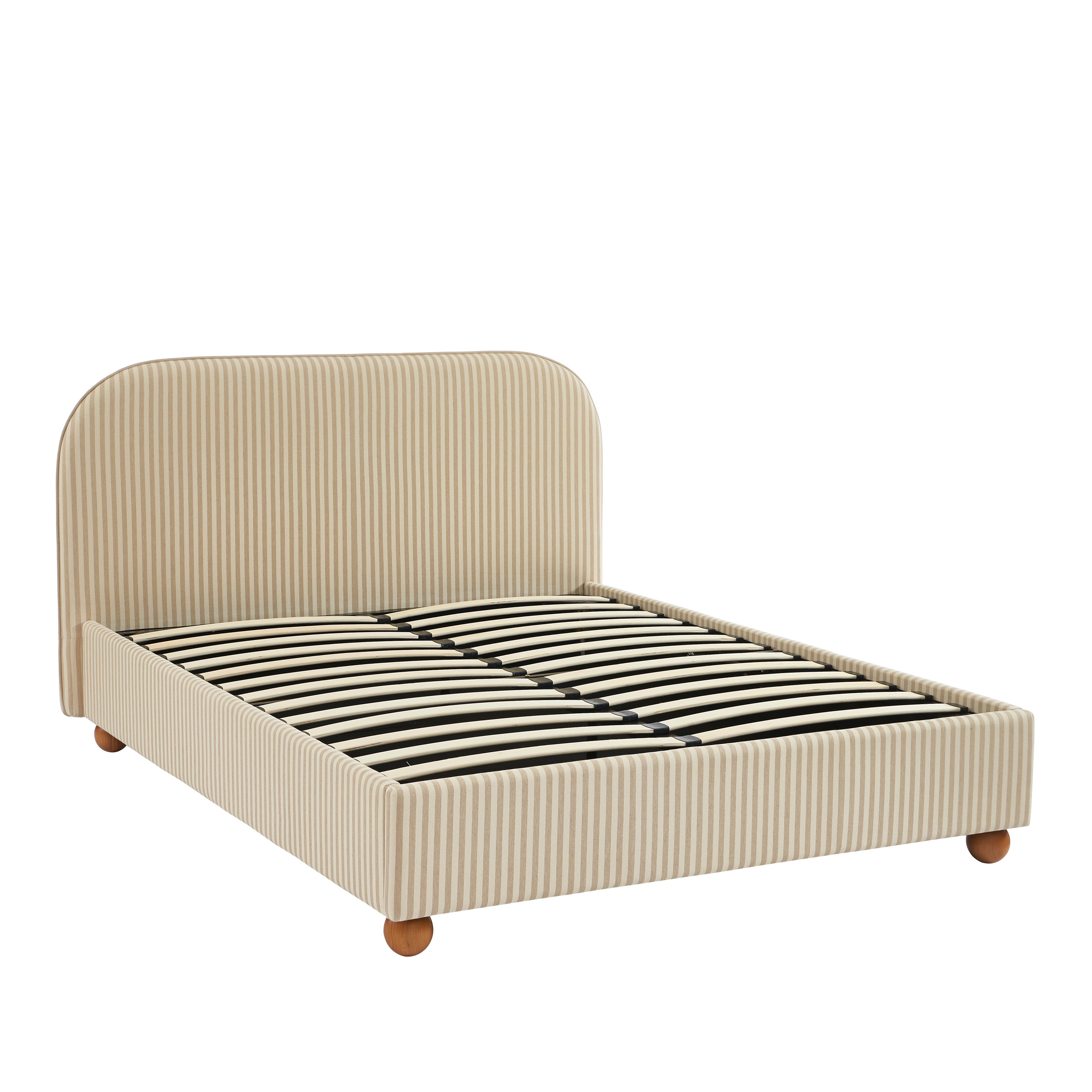 Pilka - Lit - Tissu Rayé - Beige Et Écru