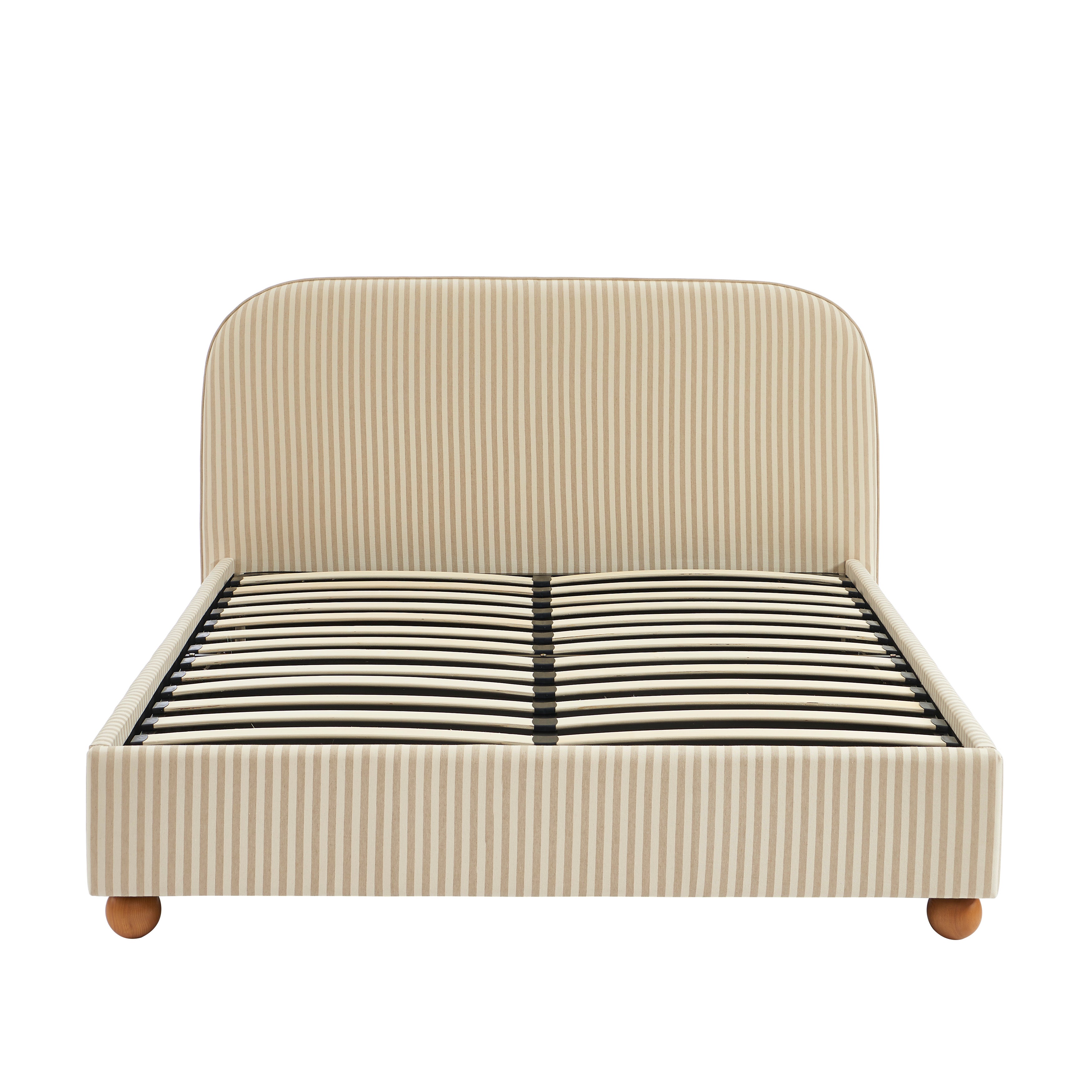 Pilka - Lit - Tissu Rayé - Beige Et Écru