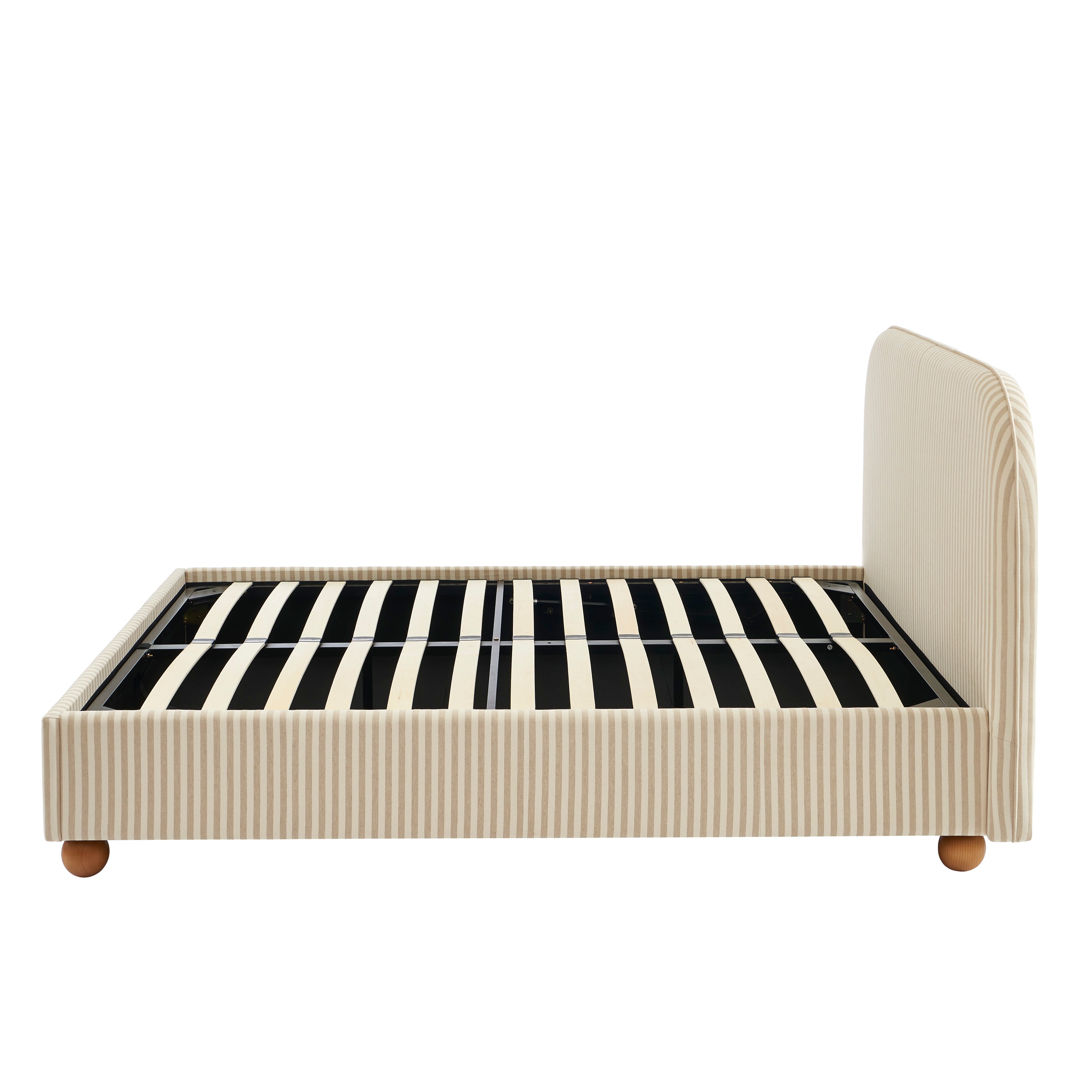 Pilka - Lit - Tissu Rayé - Beige Et Écru