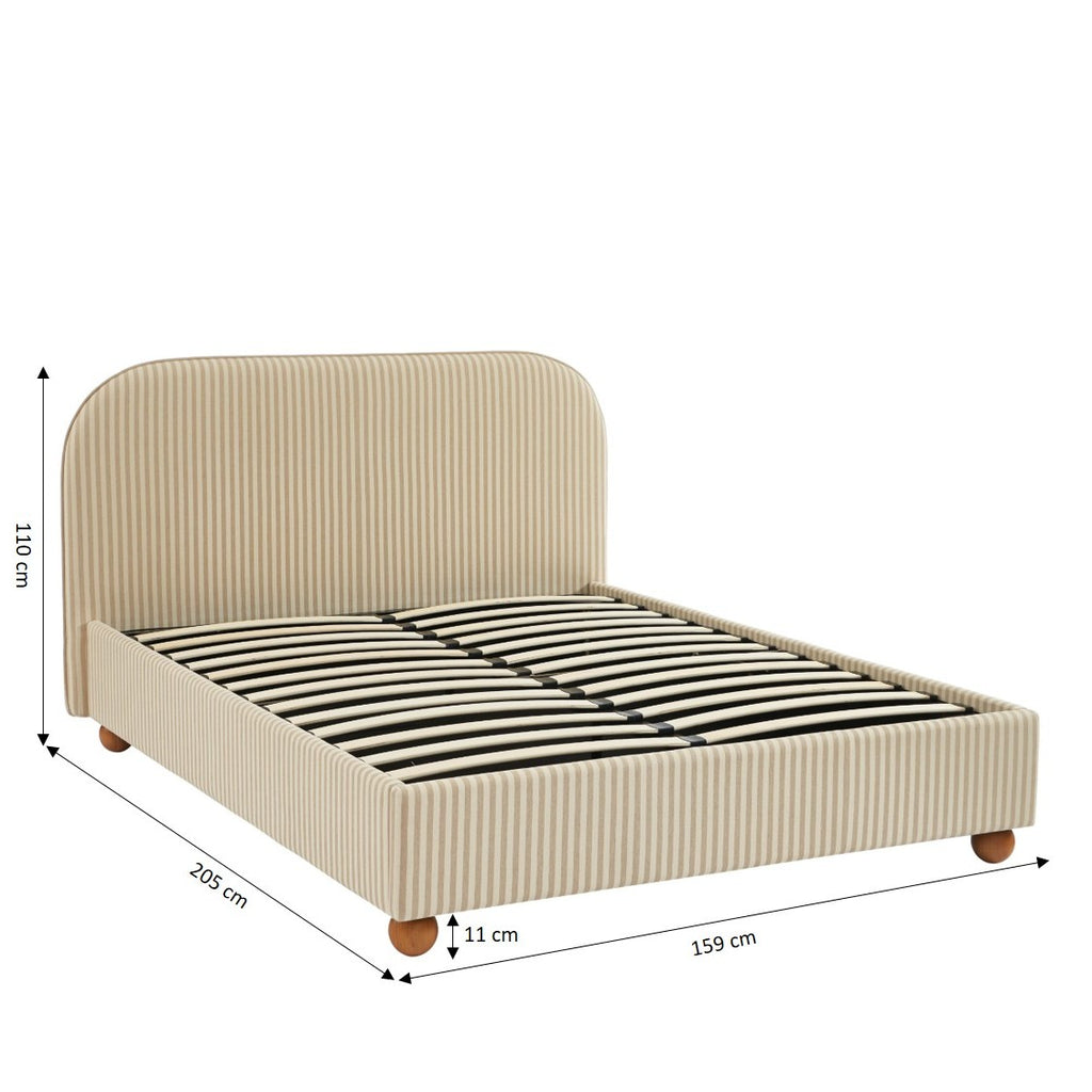 Pilka - Lit - Tissu Rayé - Beige Et Écru