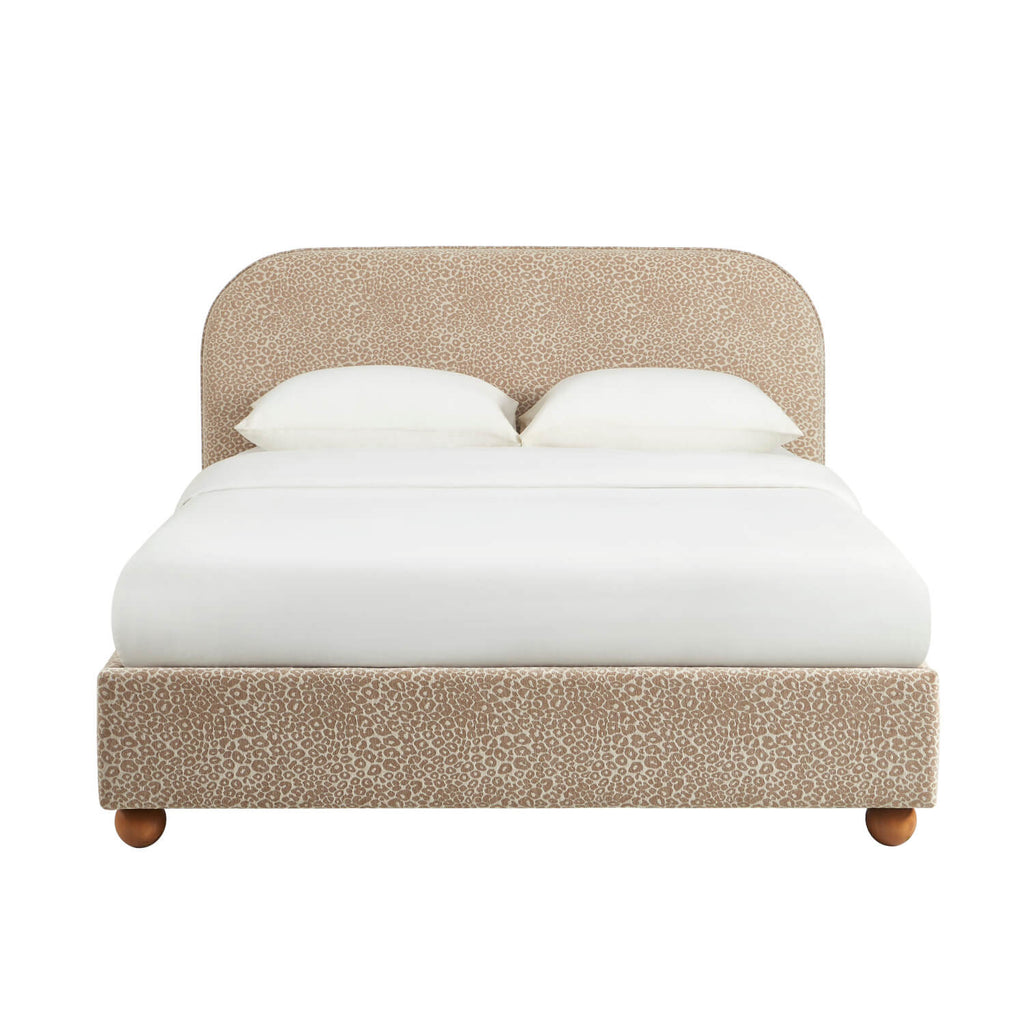 Pilka - Lit Coffre - Tissu Jacquard Léopard - Beige