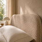 Pilka - Lit Coffre - Tissu Jacquard Léopard - Beige