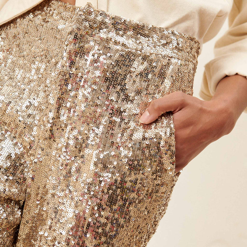 pantalon droit large sequin pina champagne labdip