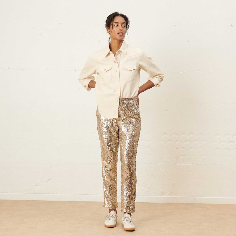 pantalon droit large sequin pina champagne labdip