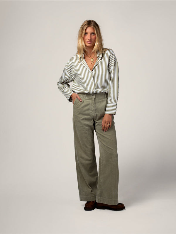 Damen-Bundfaltenhose Salbei