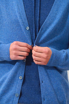 Cardigan Col V - Pipa - Bleu Denim