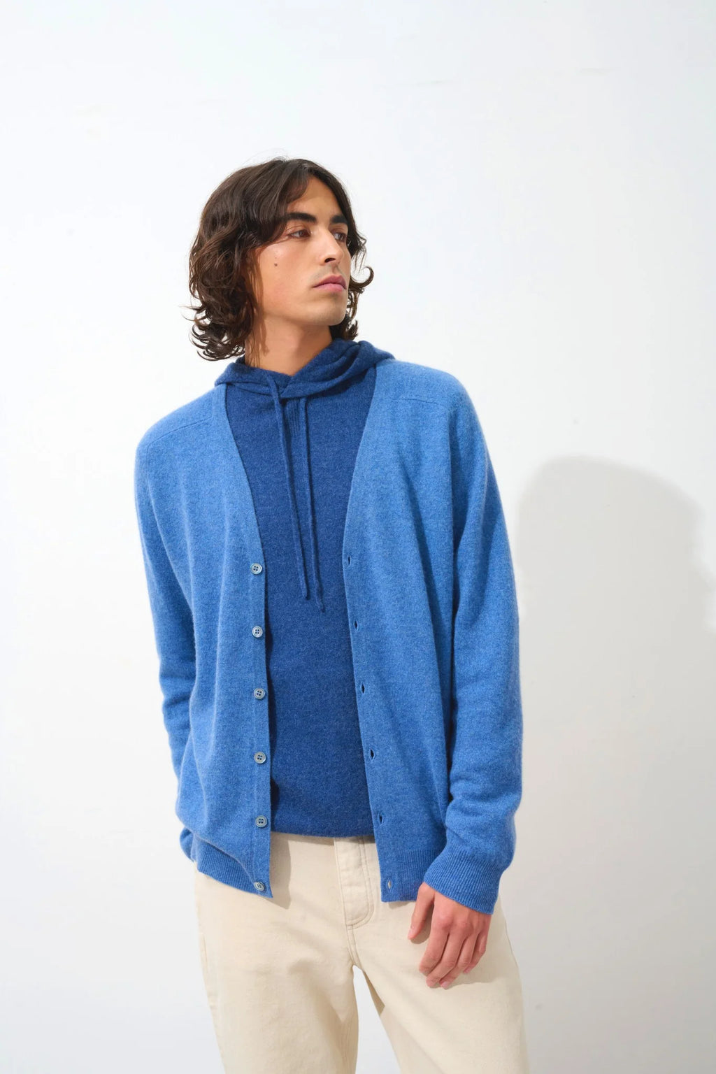 Cardigan Col V - Pipa - Bleu Denim