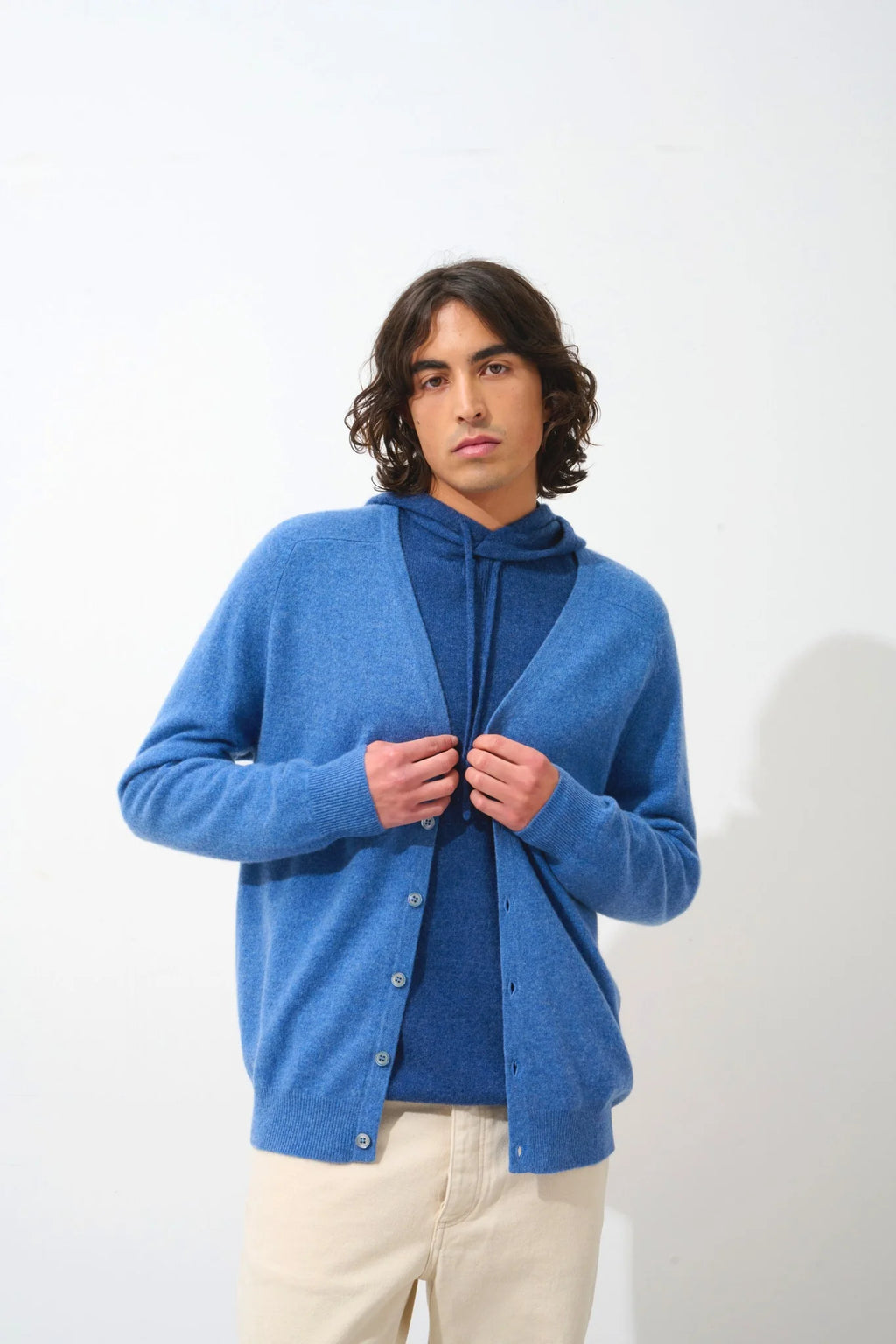 Cardigan Col V - Pipa - Bleu Denim