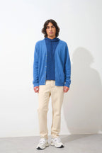 Cardigan Col V - Pipa - Bleu Denim