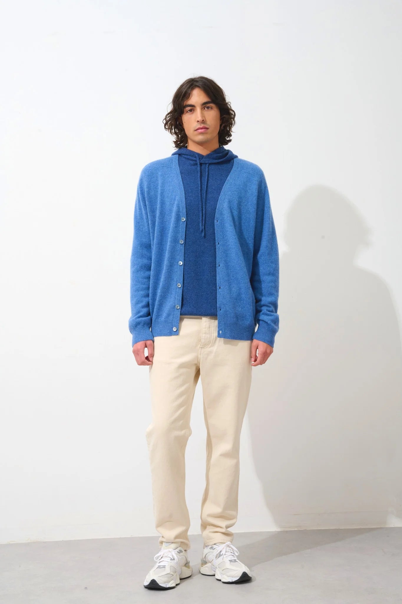 Cardigan Col V - Pipa - Bleu Denim
