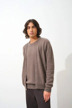 Cardigan Col V Pipa - Taupe Chiné - 100% Cachemire 2 Fils - Jersey - Homme