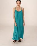 Vestido largo peonía - Aqua