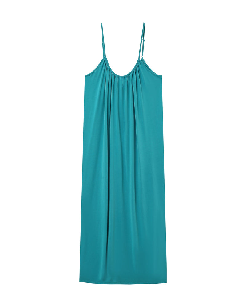 Vestido largo peonía - Aqua