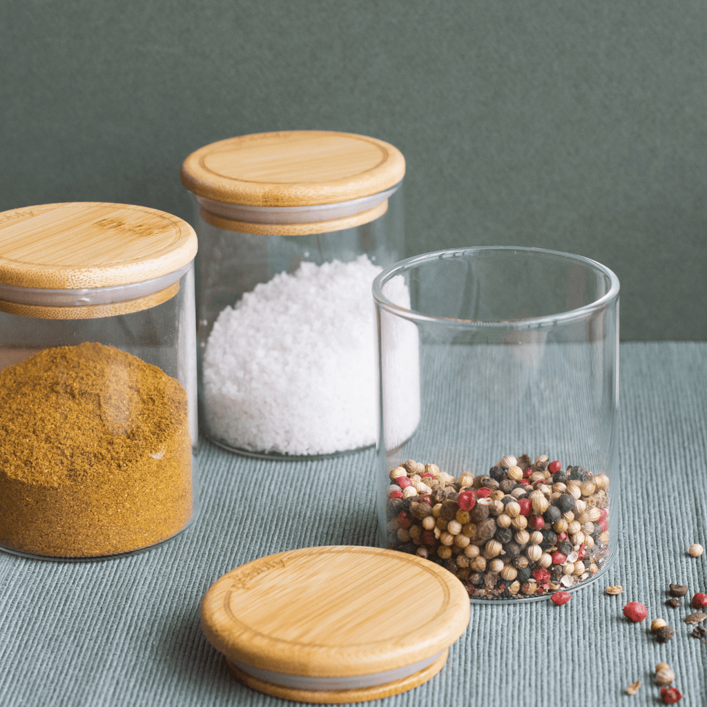 Set De 3 Tarros Para Especias De Vidrio - Transparente