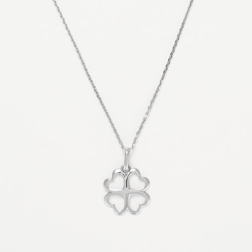Pendentif " Trèfle Merveilleux" Or Blanc 375/1000