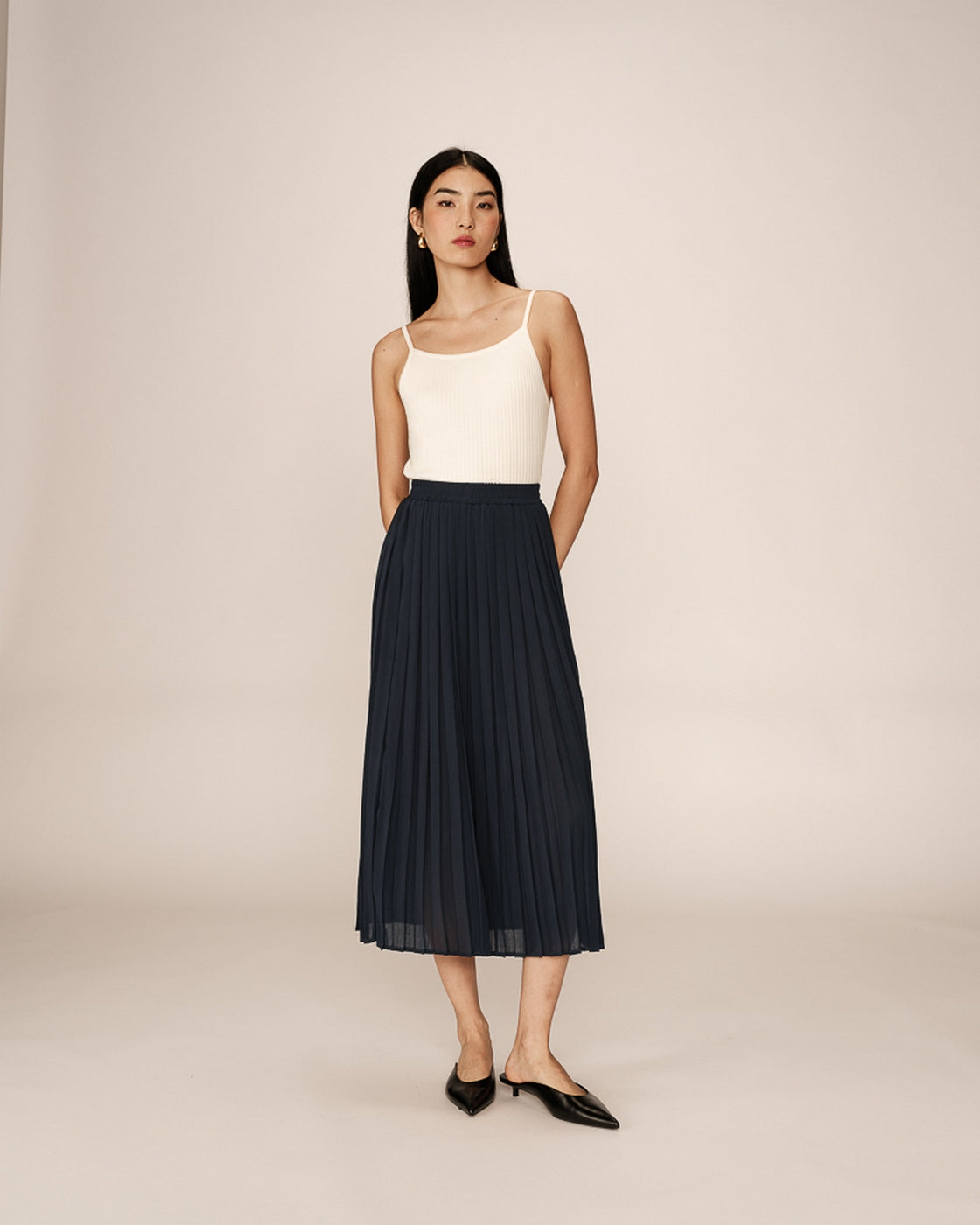 Plisse Skirt - Navy