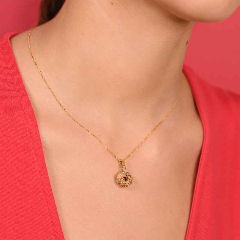 Pendentif "Noeud Torsadé " - 12 Mm Or Jaune 375/1000