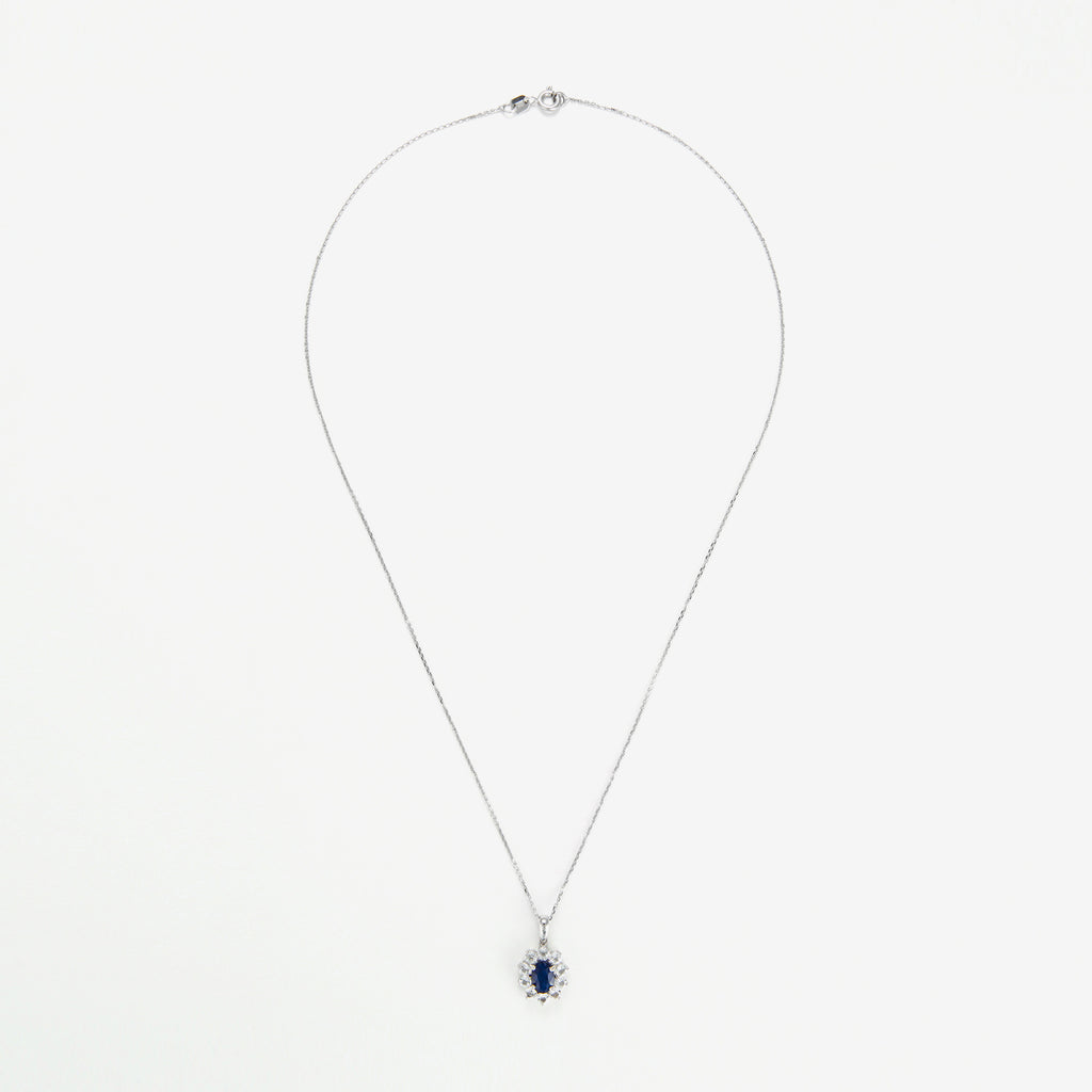 Pendentif "Etoile Bleue" Saphir 1,1/1 Topaze Blanche 0,08/10 - Or Blanc