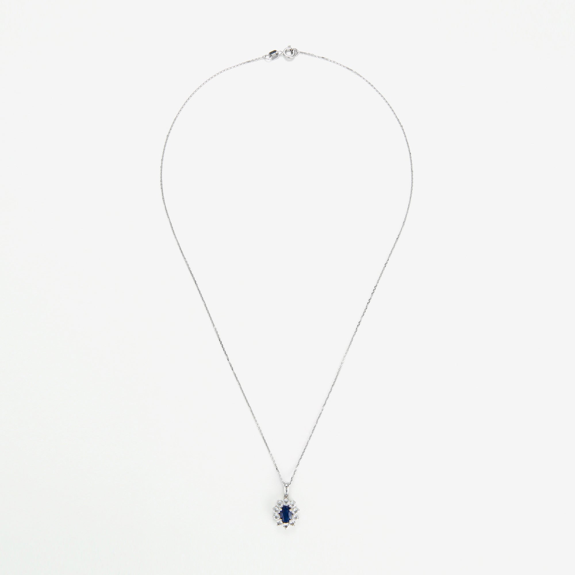 Pendentif "Etoile Bleue" Saphir 1,1/1 Topaze Blanche 0,08/10 - Or Blanc