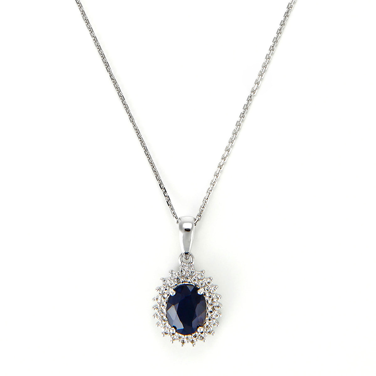 Pendentif "Soleil Bleu" - Or Blanc 375/1000