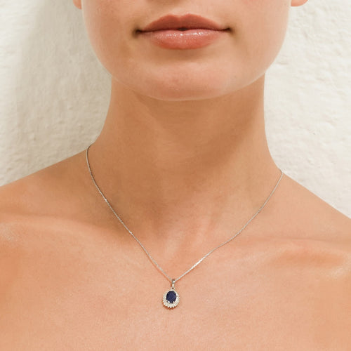 Colgante “Sol Azul” – Oro Blanco